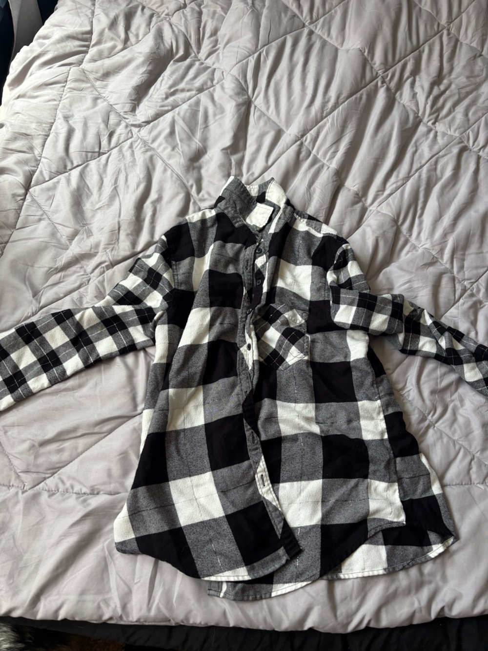 Black & White Plaid Button-Down Shirt